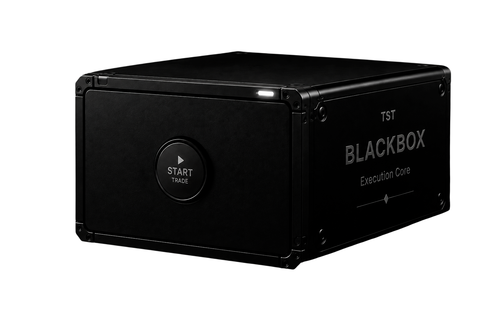 The BLACKBOX unit — a serial-numbered execution instrument